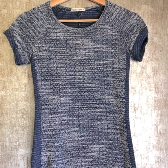 Marine Layer Tweed Blue Mini-Dress - Picture 6 of 9